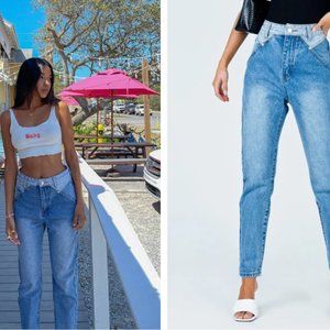 Mom Two-Tone Jeans